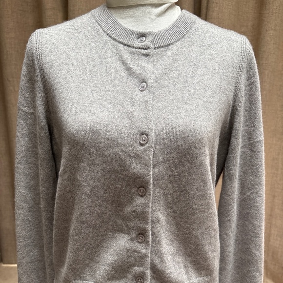 White + Warren Luxe Cashmere Cardigan-Fog Grey-NWT - Picture 1 of 5